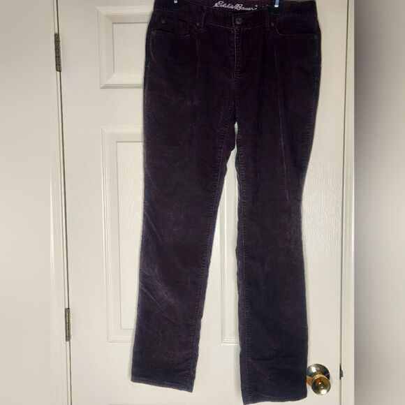 Eddie Bauer 10 Brown Corduroy Pockets Slightly Curvy Straight Legs Women’s Pants - Picture 1 of 6